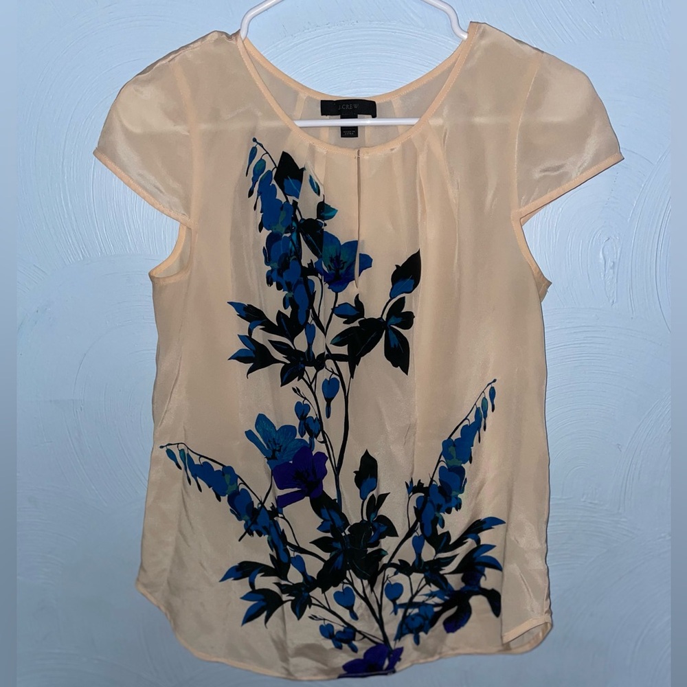 Women’s J. Crew Size 2 Peach/Blue Floral Blouse